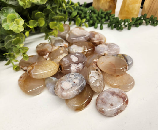 Flower Agate Palm Stones- Emotional Support, Healing, Self-Growth, Motivation, Passion