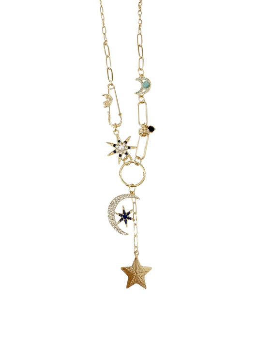 Starry Night Gold Multi Charm Necklace