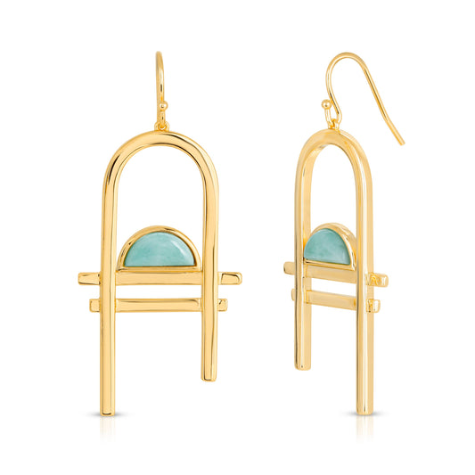 'Carlyle' Gold Larimar Earrings- Calm, Clarity, Peace, Acceptance, Anti Anger