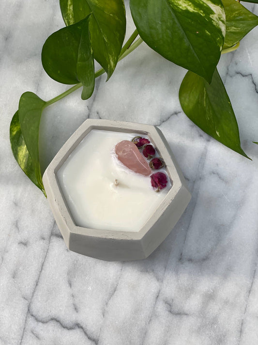 Heart Chakra Crystal + Aroma Therapy Cement Jar Candle
