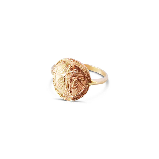 Mother Mary Gold Filled Coin Ring