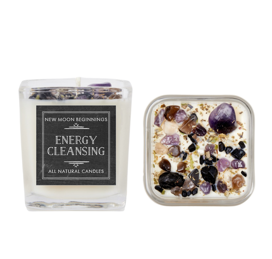 Energy Cleansing Candle - Crystals & Herbs Candle - Soy Wax