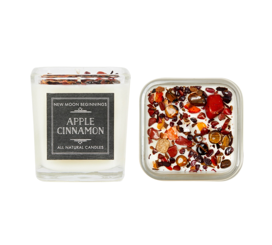 Apple Cinnamon Candle - Fall & Winter Candle  - Crystals & Herbs Candle