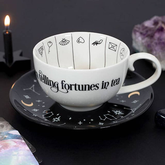 Fortune Telling Ceramic Teacup with Saucer