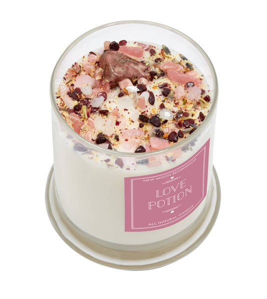 Love Potion - Crystals & Herbs Candle