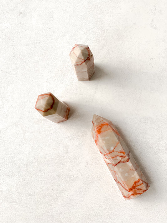 Natural Red Vein Jasper Tower- Courage, Balance, Root Chakra, and Protection