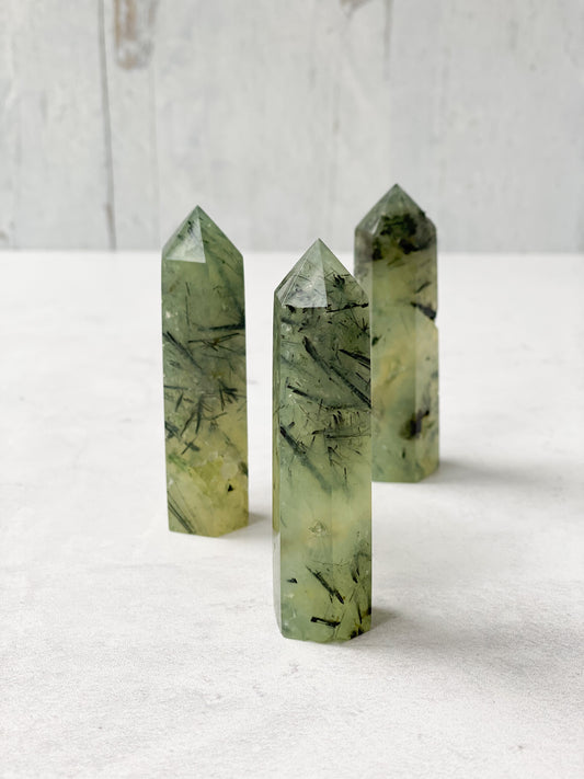 Natural Green Prehnite Crystal Tower- Heal the Healer, Unconditional Love, Prosperity and Abundance