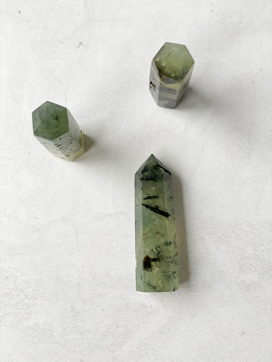 Natural Green Prehnite Crystal Tower- Heal the Healer, Unconditional Love, Prosperity and Abundance