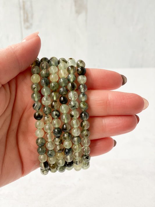 Natural Green Prehnite Crystal Bracelet- Heal the Healer, Unconditional Love, Prosperity and Abundance