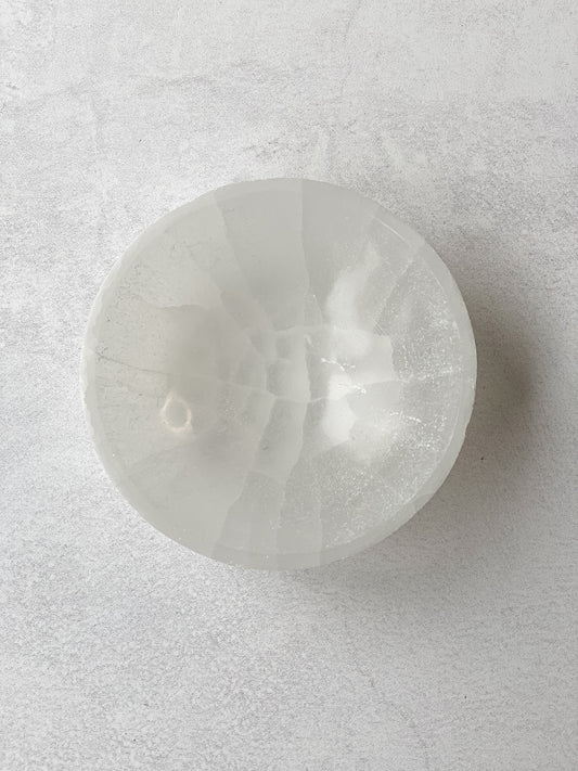 Polished Selenite Round Bowl- Cleansing, Clearing, Peace, and Healing