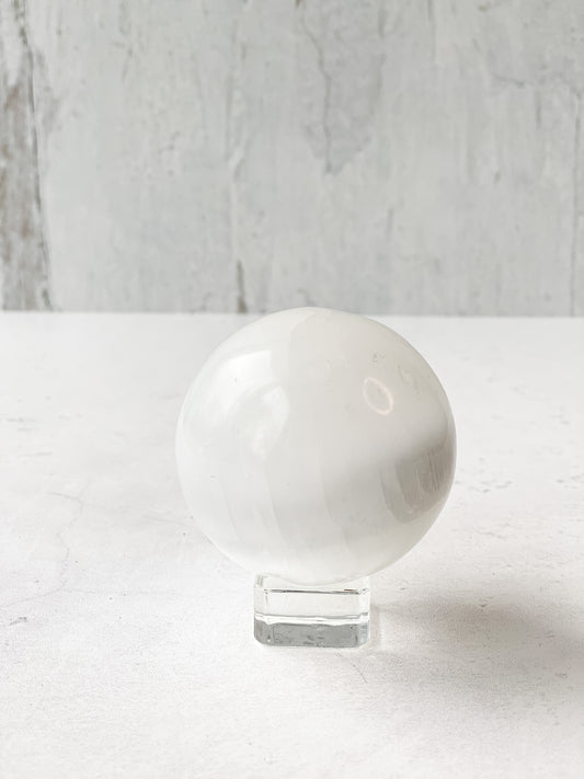 Polished Selenite Sphere- Cleansing, Clearing, Charging, Peace