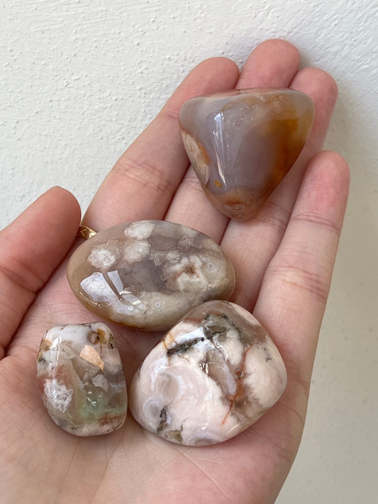 Flower Agate Tumbled Pocket Stone- Emotional Support, Healing, Self-Growth, Motivation, Passion