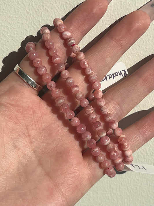 Rhodochrosite Bracelet- Love, Self Love, Migraine Relief, Deep Heart Healing, Asthma Relief