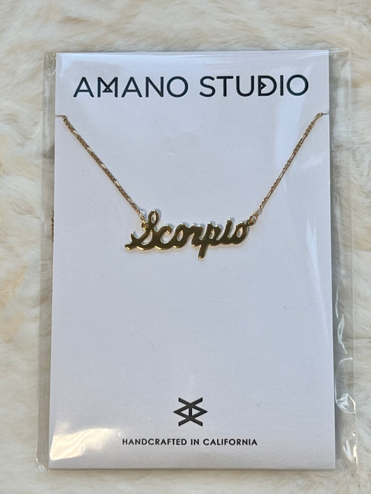 Zodiac Script Necklaces (14K Gold Plated)