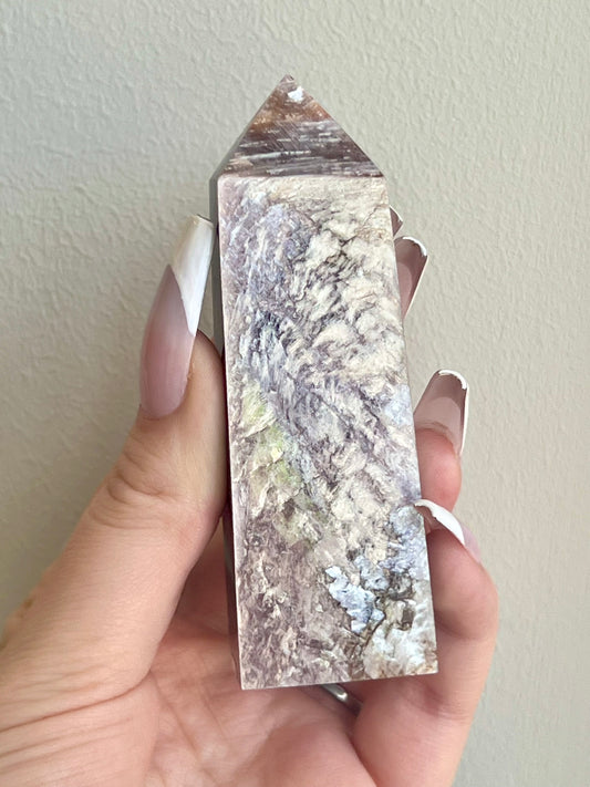 Lepidolite in Mica Tower- Anxiety Reduction, Sleep, Calming, Emotional Healing, Purification