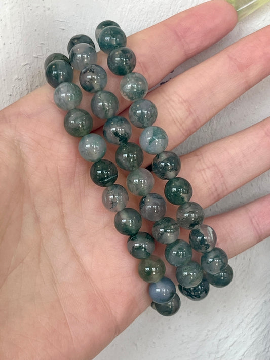 Moss Agate Bracelet-  New Beginnings, Attracting Abundance, Growth, Immune Boosting, Anti-Inflammatory