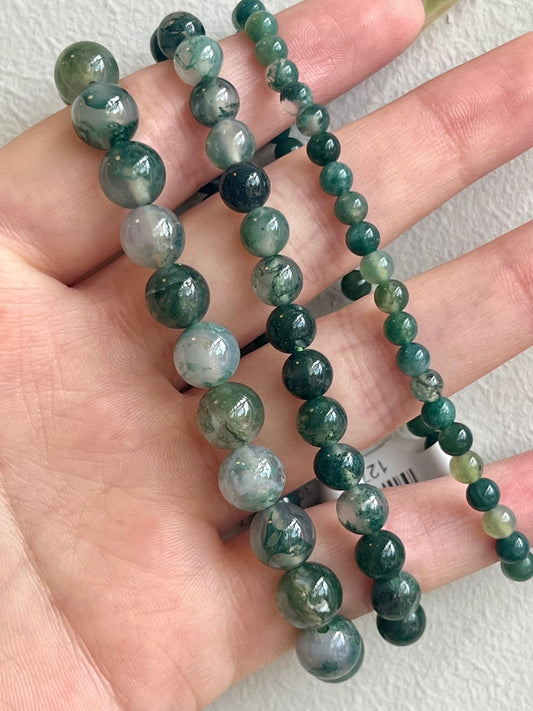 Moss Agate Bracelet-  New Beginnings, Attracting Abundance, Growth, Immune Boosting, Anti-Inflammatory