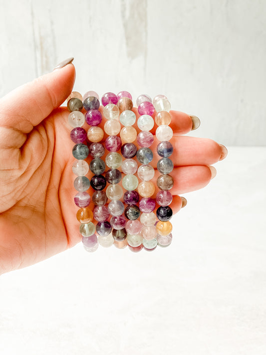 Rainbow Fluorite Crystals Bracelets- Soul's Path, Clearing, Life Path Guidance