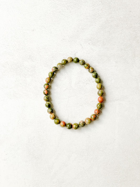 Unakite Crystal Bracelet- Grounding, Third Eye Chakra, Intuition