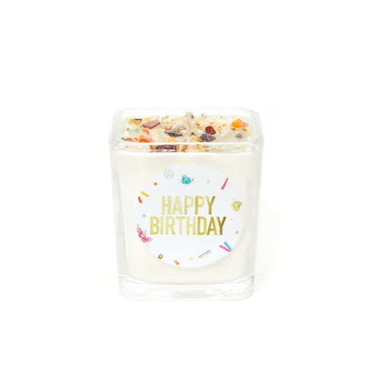 Happy Birthday Candle - Crystals & Herbs Candle