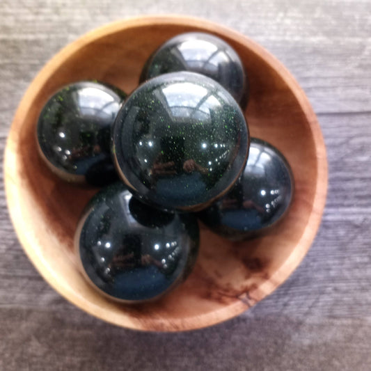 Mini Green Goldstone Sphere- Emotional Healing, Protection, Heart Chakra, Calming