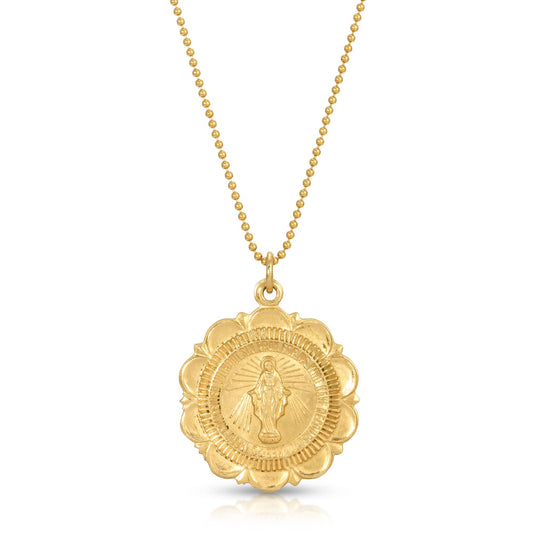 14K Gold Filled Mary Medallion Necklace