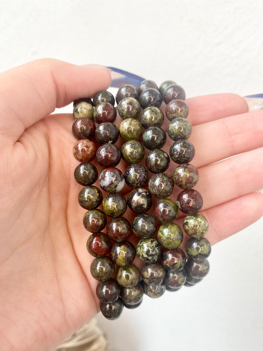 Dragon's Blood Jasper Crystal Bracelet- Protection, Inner Strength, Focus, Resilience, Creativity, and Love