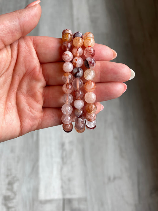 Hematoid Fire Quartz Bracelet- Grounding, Protection, Healing, and Inner Strength, Amplifies Intention and Raises Vibration