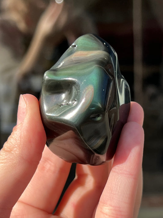 Rainbow Obsidian Tumbled Pocket Stone- Hope, Self-Awareness, Grounding, Joy, Balance