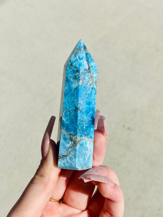 Blue Apatite Tower- Personal Growth, Sacred Purpose, Past Life Work, Intellect, Intuition