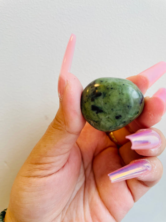 Nephrite Jade Pocket Tumbled Stone- Prosperity, Heart Healing, Inner Peace, Health