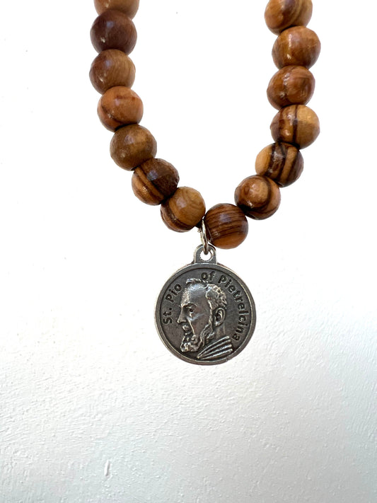 Saint Pio Pietrelcina Bracelet (Silver Charm)