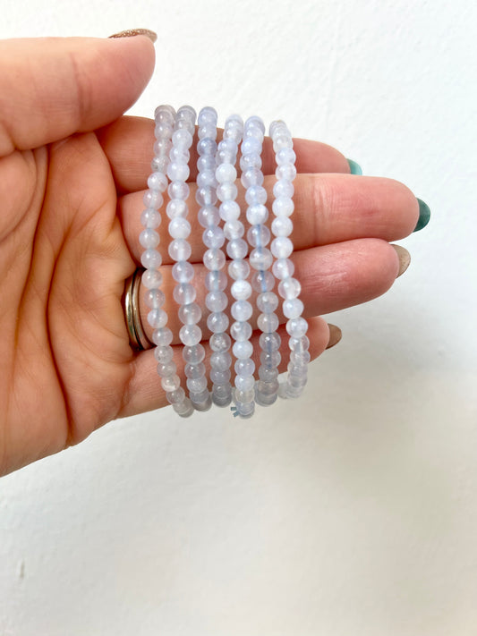 Blue Lace Agate Crystal Bracelet- Calming, Communication, Inner Truth, Tranquility